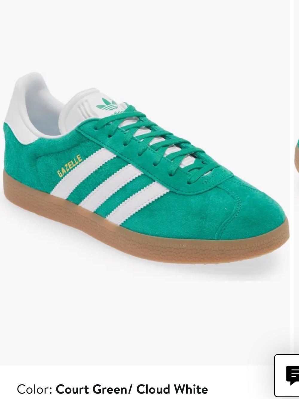 adidas Gazelle Suede Sneaker in Court Green & Cloud White - Picture 4 of 4